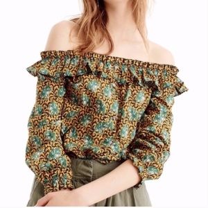 J. Crew Elephant Print Off-the-Shoulder Blouse